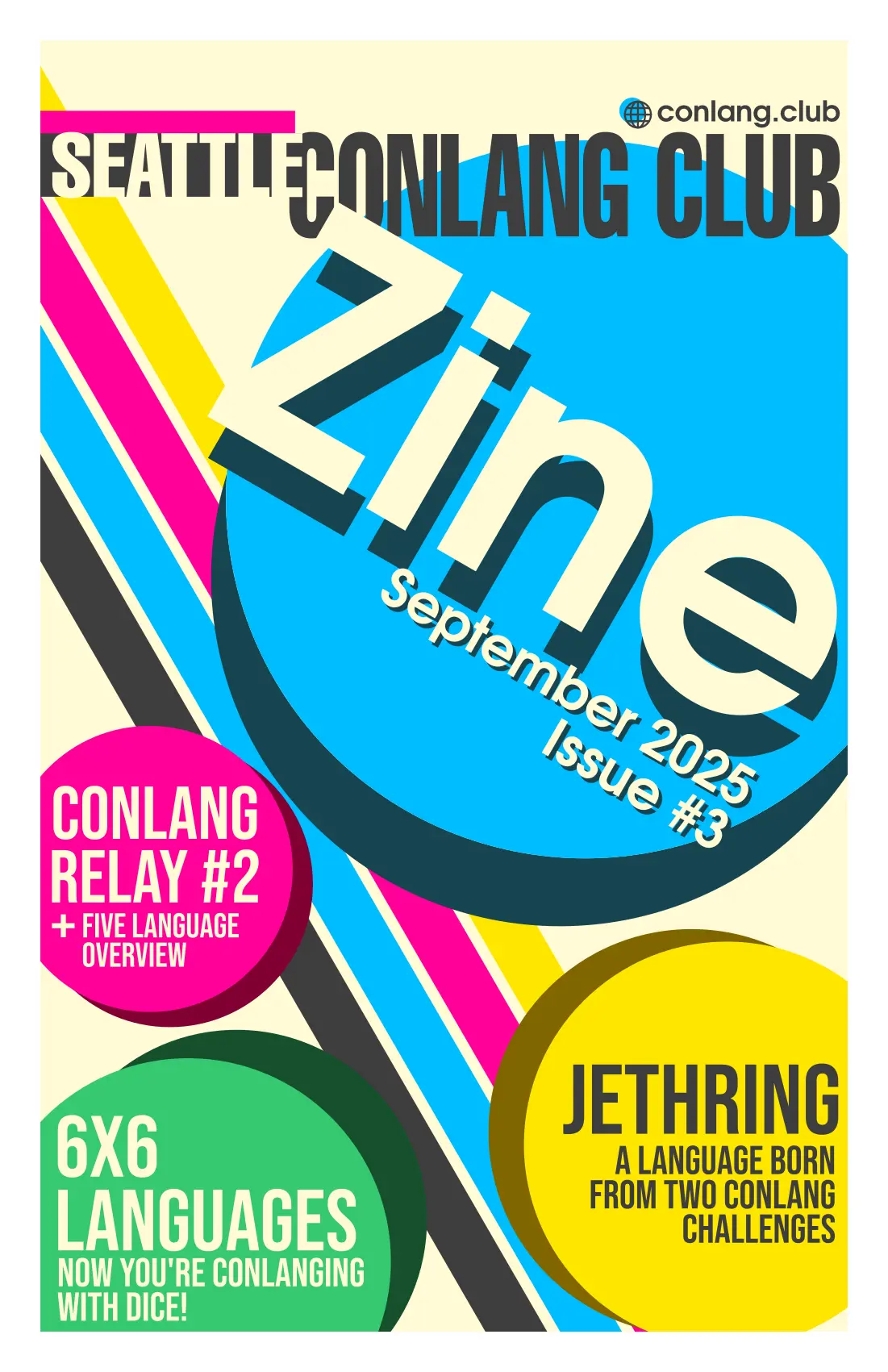The cover of the the Seattle Conlang Club Zine Issue #3 (September 2025)